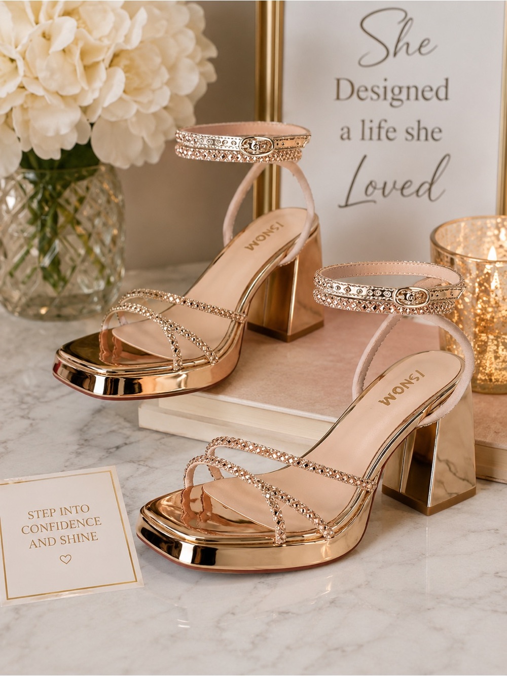 Elegant Gold Women's Heels